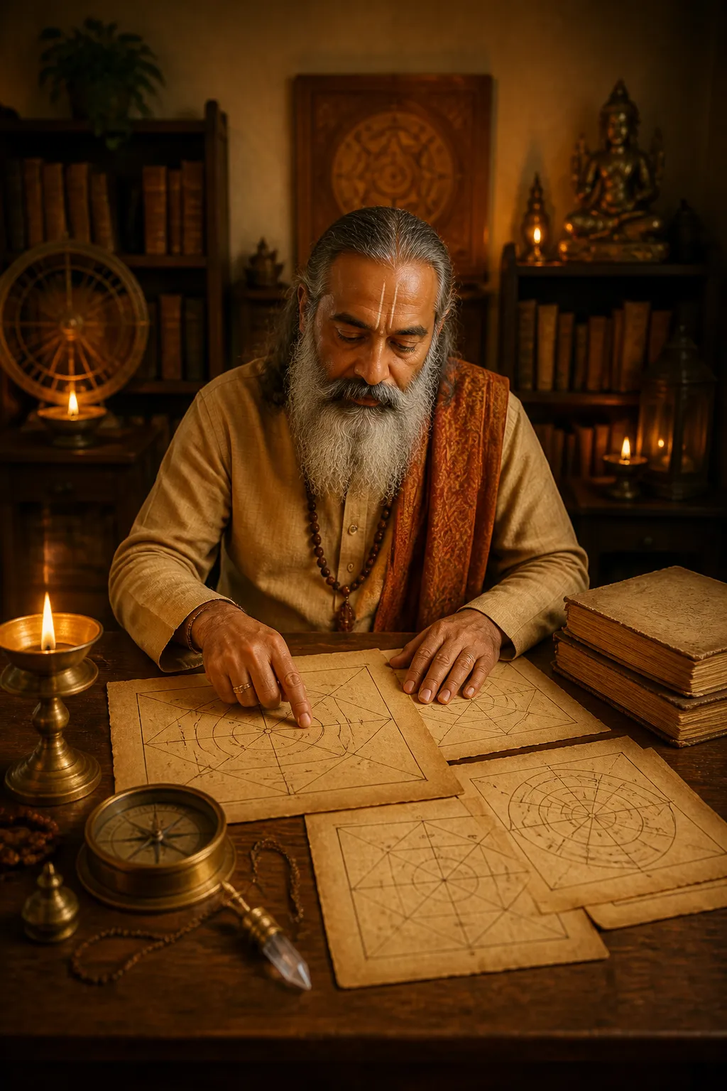 Jiivaastro Academy faculty working with ancient Vedic science materials